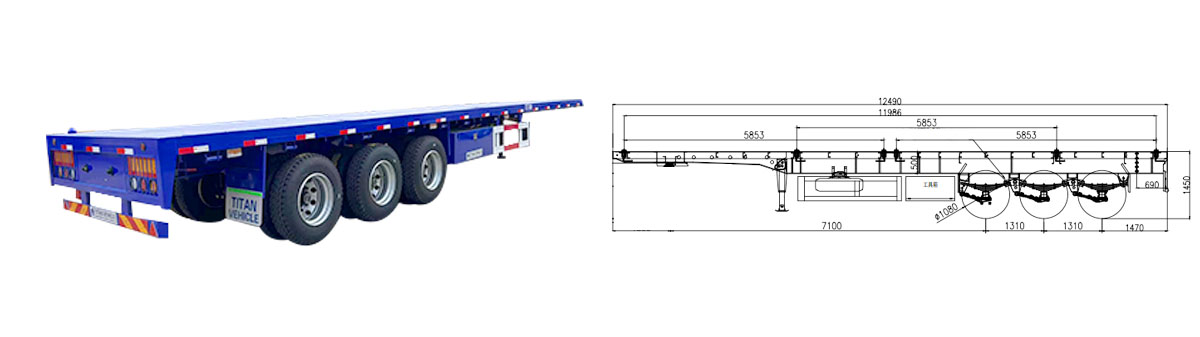 3 Axle 40ft Flatbed Truck Trailer - Flatbed Tractor Trailer for Sale in Zimbabwe