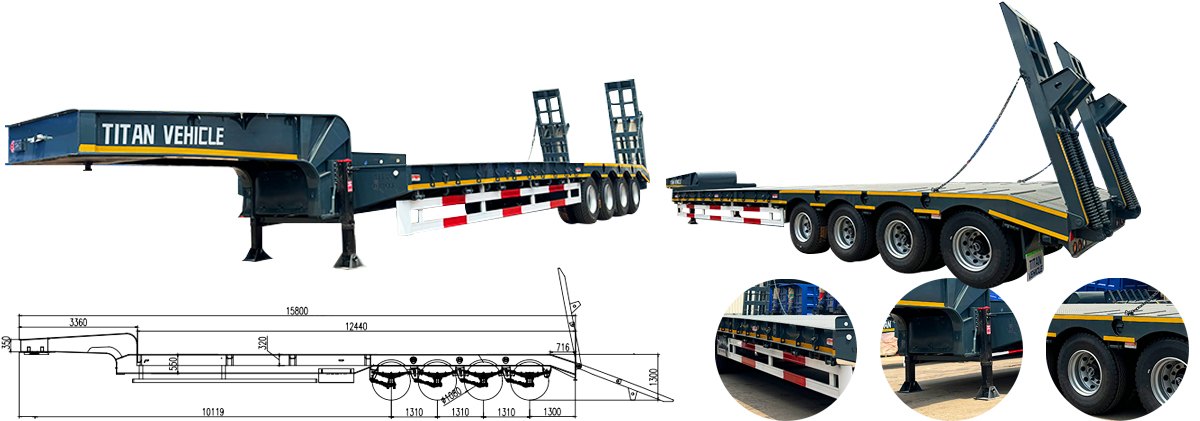 Fast Delivery 4 Axle 100 ton Lowbed Trailer for Sale in Zimbabwe