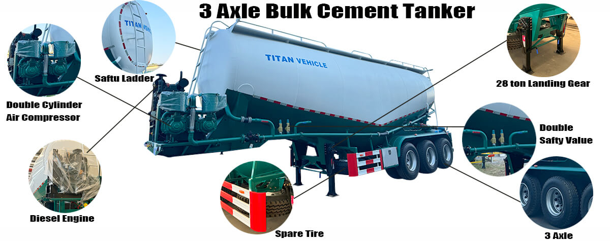3 Axle Bulk Cement Tanker Trailer for Sale in Zimbabwe
