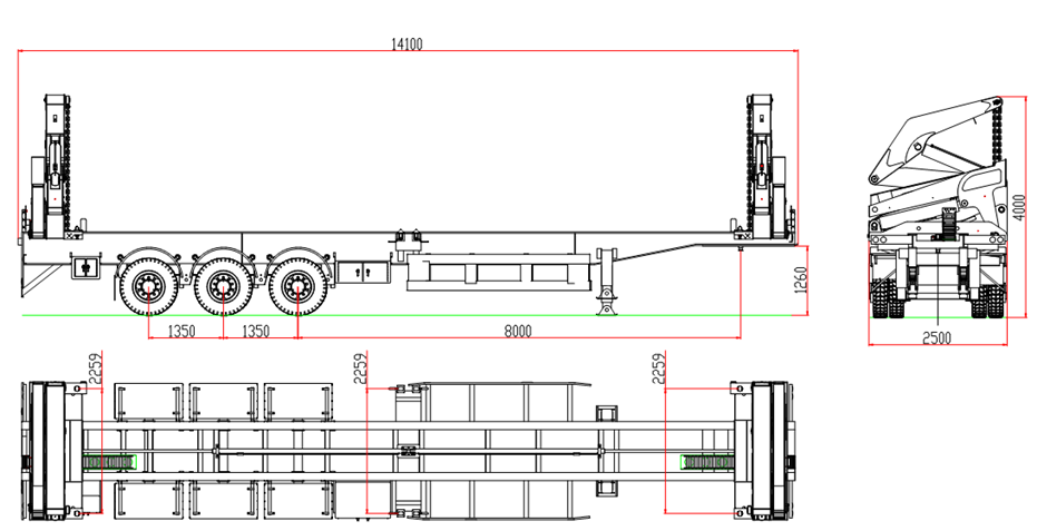 40t container loading trailer