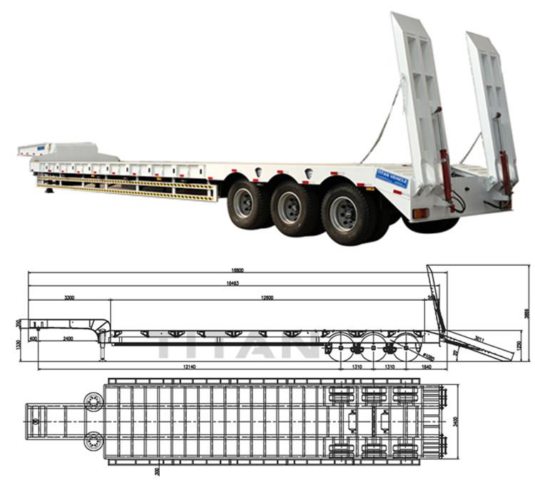 3 Axle 40Ft Semi Low Bed Truck Trailer for Sale Price