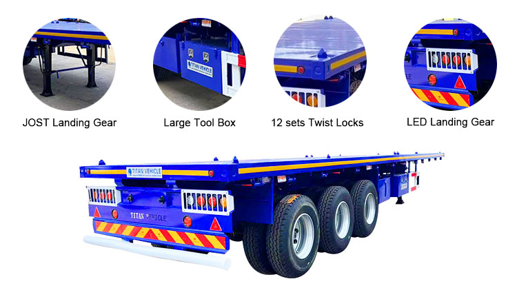 3 Axle 40Ft Container Flatbed Semi Trailer for Sale Price in Zimbabwe Bulawayo
