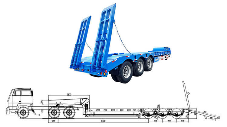 60 Ton 3 Axle Low Bed Trailer for Sale Heavy Machinery Transport in Zimbabwe
