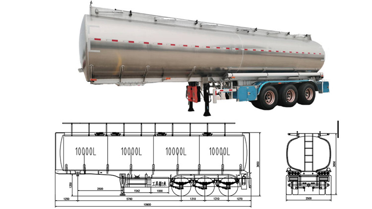 3 axles 40000 liters aluminum tankers trailer 