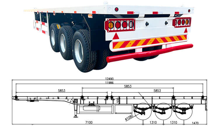 12 M Tri Axle Trailer for Sale - Best Flatbed Semi Trailer Manufactures in Zimbabwe