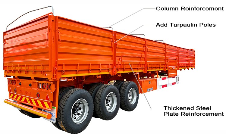 3 Axle Cargo Transport Side Wall Trailer for Sale in Zimbabwe