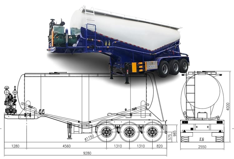 Tri Axle 35 CBM Bulk Cement Tank Trailer for Sale in Zimbabwe