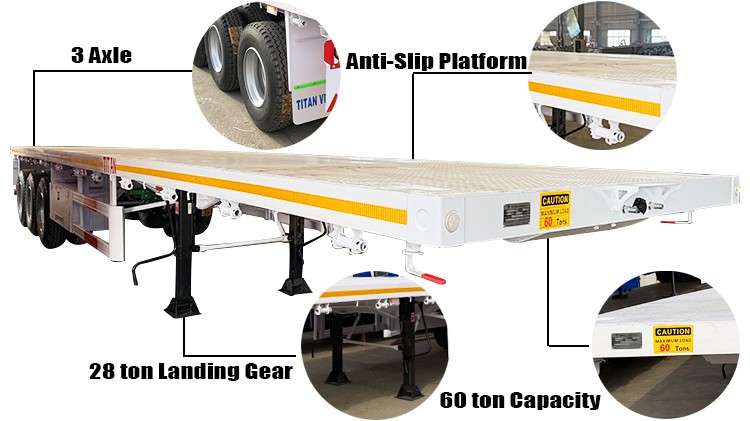 3 Axle 40 Ft Flatbed Flat Bed Trailer for Sale Price in Zimbabwe