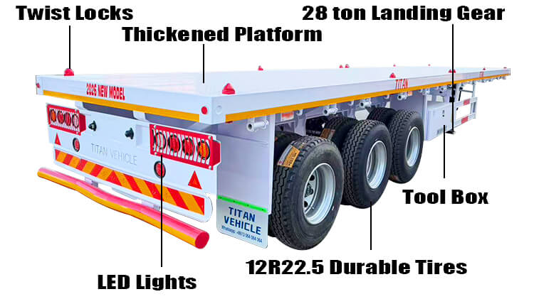 Heavy Duty 3 Axle 40 Ft Flatbed Trailer for Sale Price in Zimbabwe