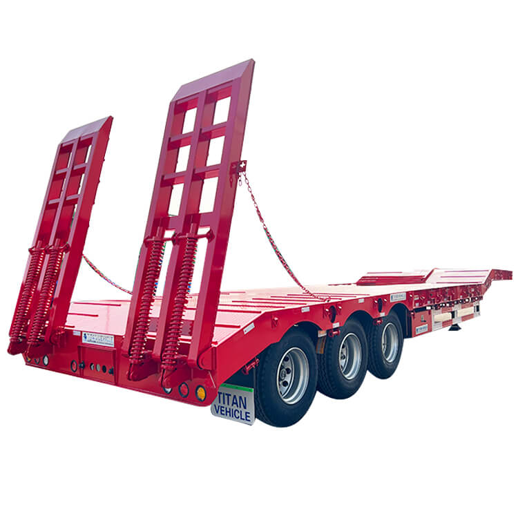 3 Axle Low Bed Semi Trailer with Spring Ramp